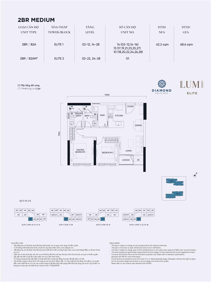Gấp, cần bán căn hộ 2 phòng ngủ 62.2m2 tại dự án lumi hà nội, cđt capitaland 3 giai đoạn 1  2  3