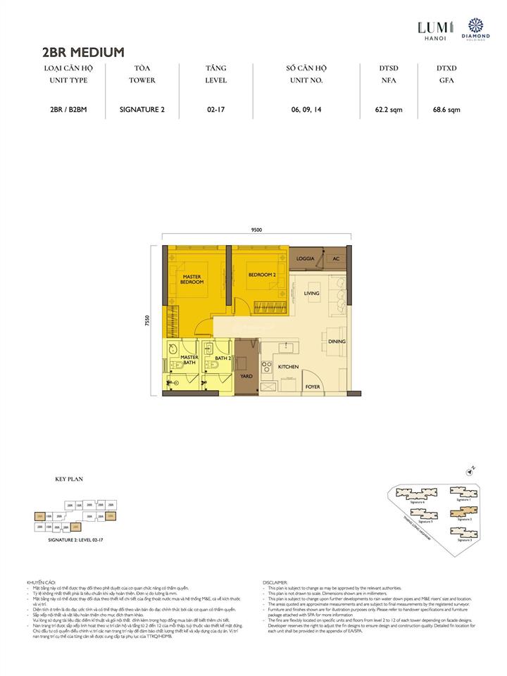 Gấp, cần bán căn hộ 2 phòng ngủ 62.2m2 tại dự án lumi hà nội, cđt capitaland 3 giai đoạn 1  2  3