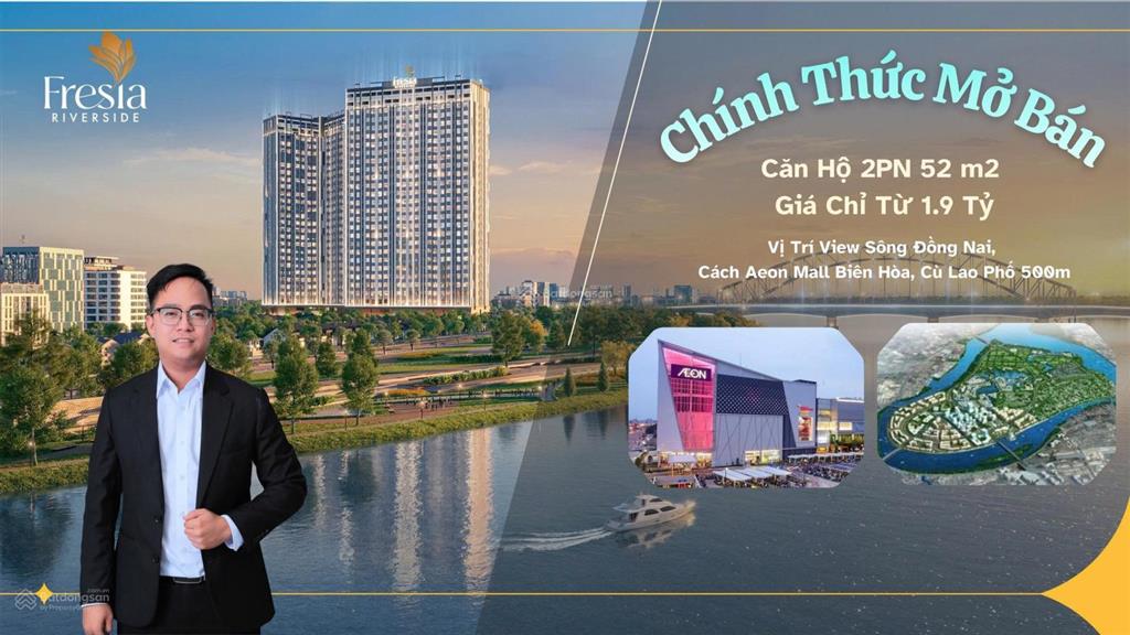 Bán căn hộ fresia riverside, 1,9 tỷ, 52m2, 2pn, 1wc chỉ với giá ưu đãi