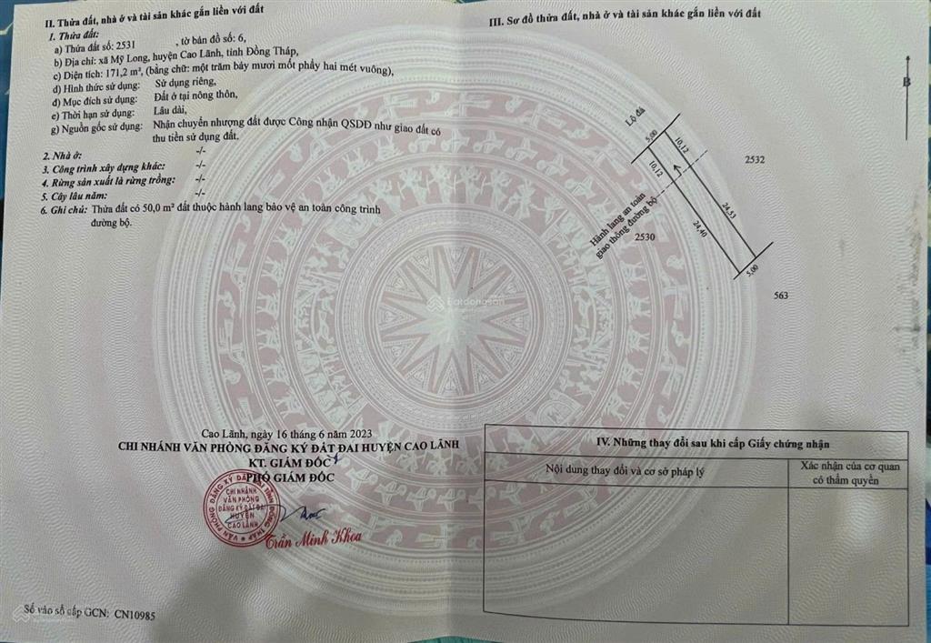 Bán đất xã mỹ long, huyện cao lãnh sổ đỏ, phân lô từng nền, kết hợp với các bạn môi giới 2.5%