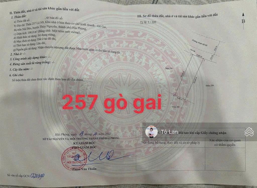 Giá mềm mại  lô 257 không lỗi nhỏ tại khu đô thị gò gai  tn  hp