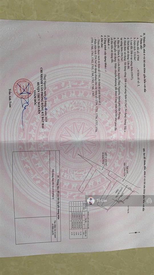 Chào bán lô đất 63.5m2 cực kỳ tiềm năng tại liên khê phường lưu kiếm giá chỉ 5.8tr/m2