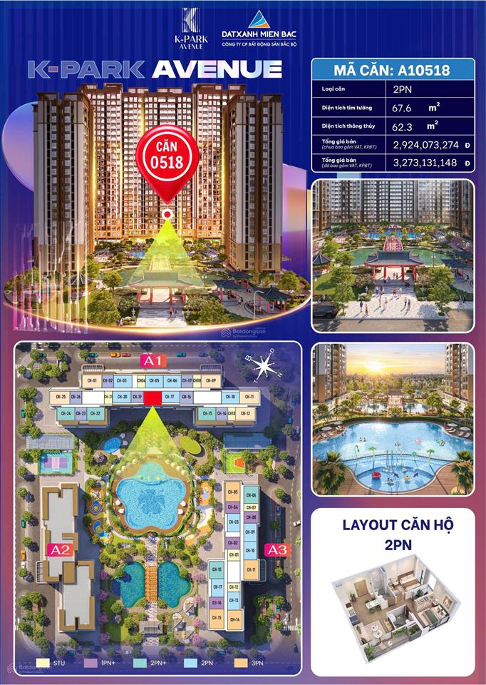 Độc quyền căn 2pn tầng 5 view công viên bể bơi toà a1 kpark dự án vinhome star city 0961 979 ***