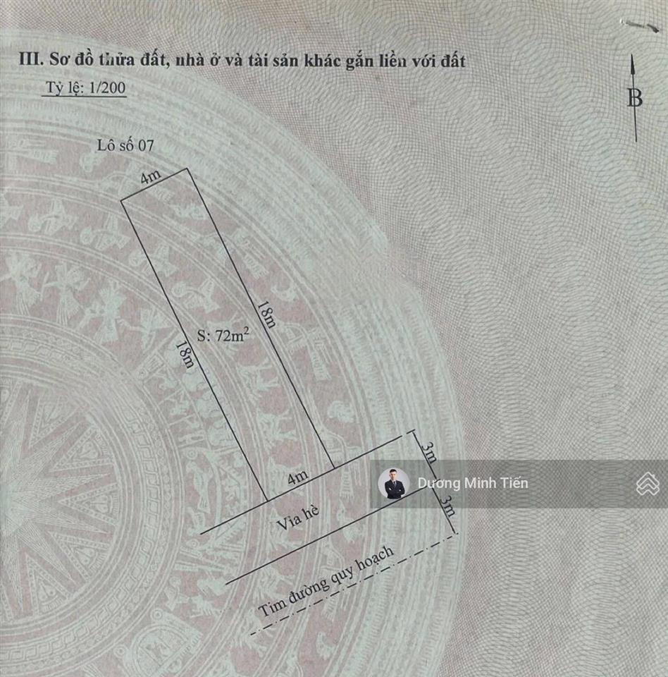 72m2 đất tđc đồng giáp  ngang 4m  đông nam