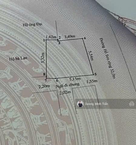 32.7m2 mặt đường hồ sen đoạn gần ngã tư dư hàng  mặt tiền 5.54m  giá cực tốt