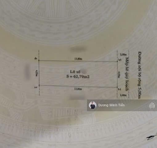 62.79m2 đất khu nhà ở duyên hải 81 nguyễn trãi  ngang 4.55m  đường 9m