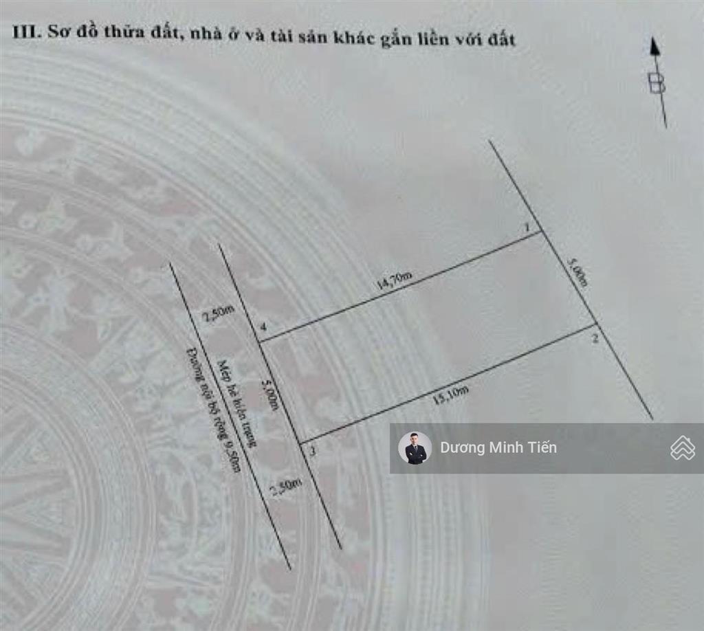 74.59m2 đất tđc cây đa  ngang 5m  tây nam
