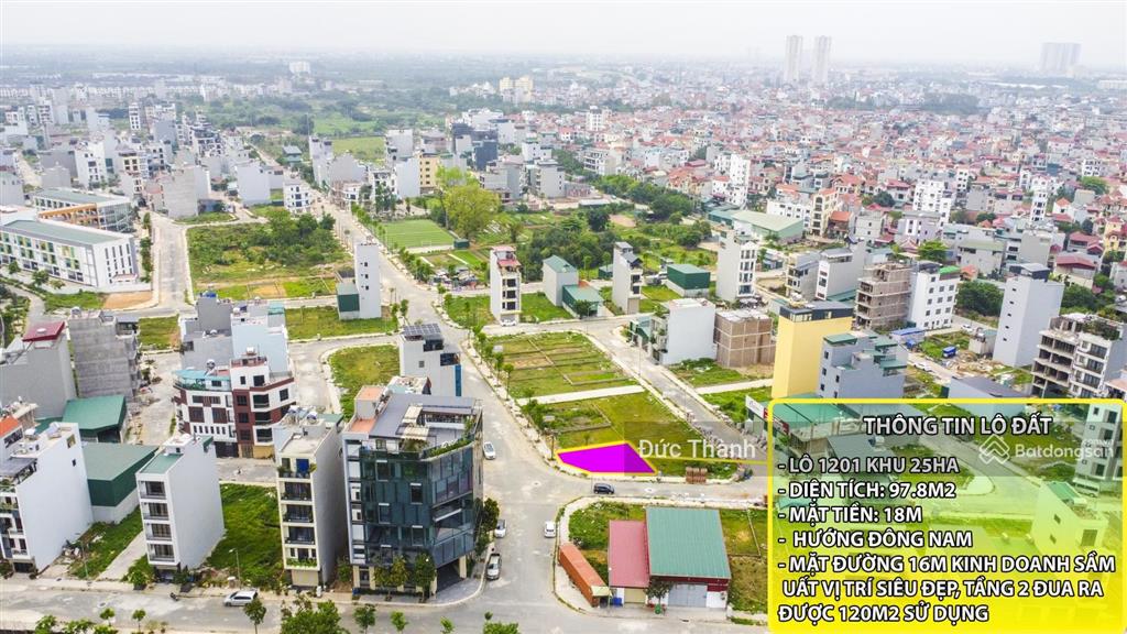 Hiếm có khó tìm! lô góc 98m2 mt 18m mặt đường 16m khu dv 25ha. giá tốt hơn đường nội khu