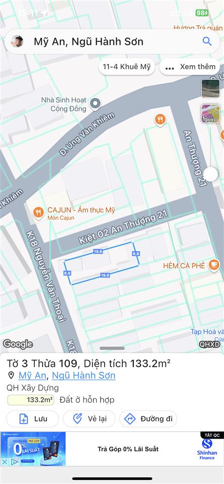 Bán lô góc 2 mặt tiền kiệt nguyễn văn thoại an thượng 21