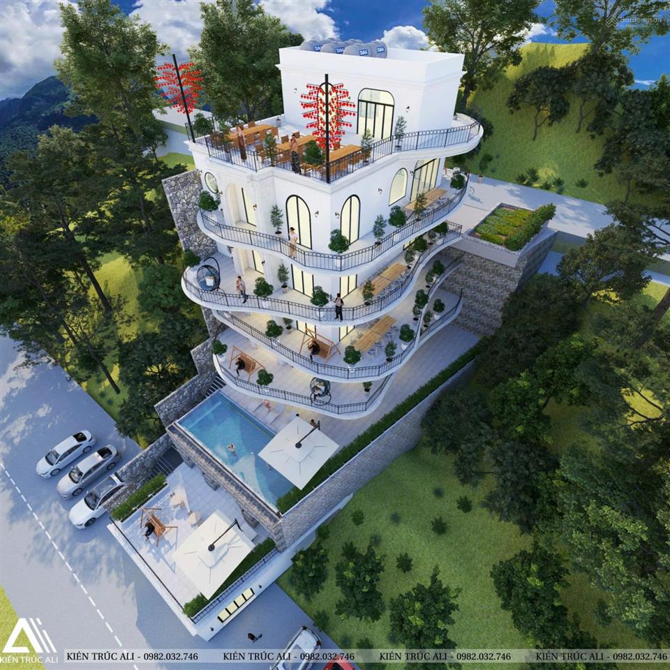 Cần bán khách sạn xây mới 12 tầng tại tam đảo dt 360m2 x 3000m2 xây dựng, view siêu vip