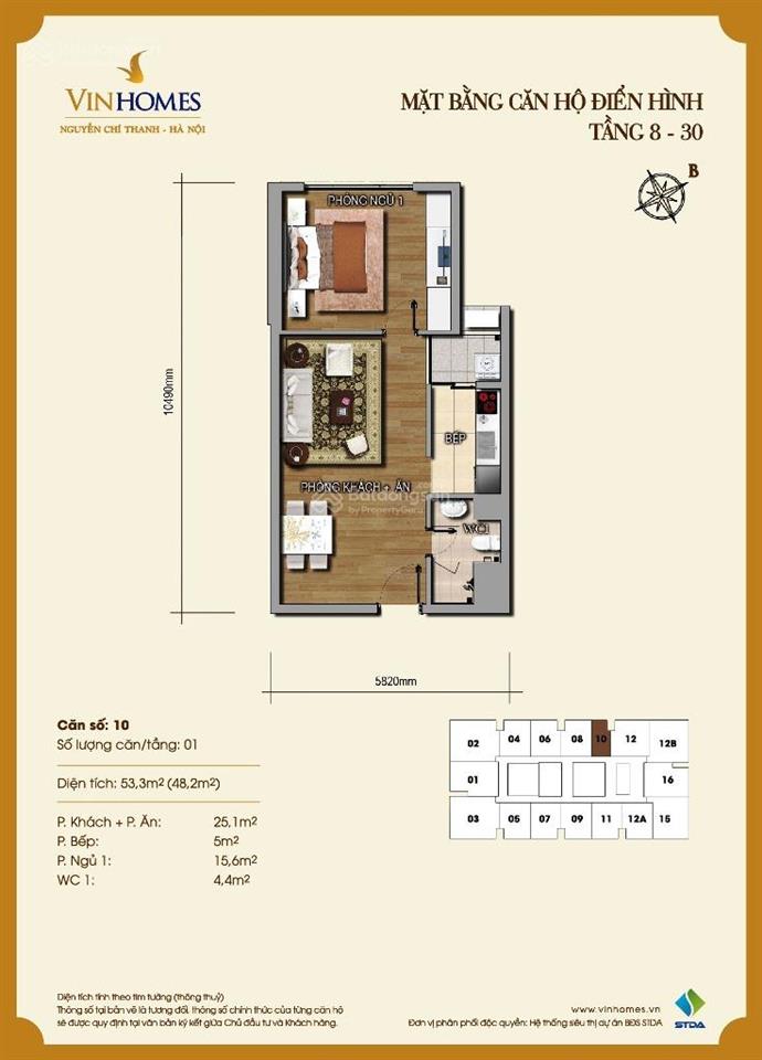 Chính chủ bán căn hộ 54a nguyễn chí thanh, dt 54m2, 1pn, full đồ. 0936 363 ***