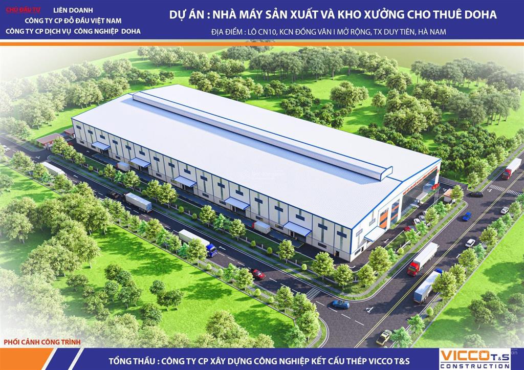 Cho thuê dự án kho xưởng tại kcn đồng văn 1  hà nam xây mới