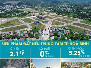 Bán đất nền 120m2 mặt tiền 6m sẵn sổ trung tâm tp hoà bình, giá bán chỉ từ 1x tr/m2, cơ hội đầu tư