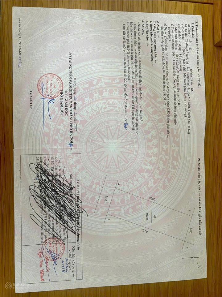 Bán đất tại quang minh, mê linh, hà nội, 40 triệu / m2, 100 m2