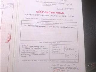 Bán nhà sổ hồng riêng tân thới nhất, quận 12 (2,69 tỷ)