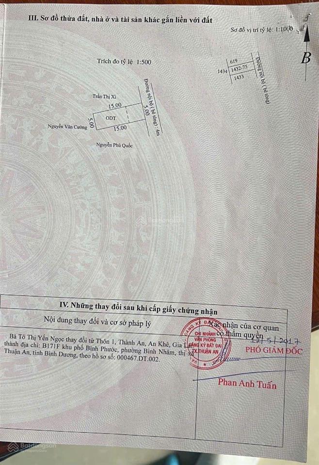 Nhà 75m2 ngay chợ bình nhâm 1 đường nhựa tới nhà. giá 2 tỷ 850tr