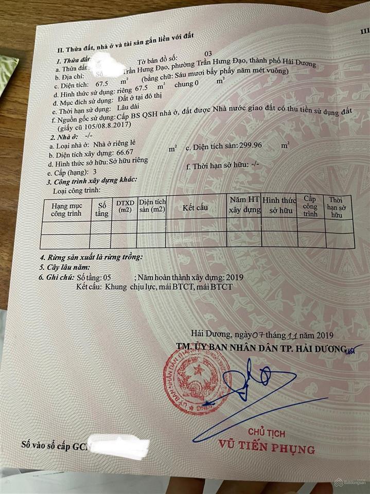 Chính chủ bán nhà 5 tầng mặt phố trần hưng đạo, hải dương kinh doanh đỉnh, doanh thu 200tr/tháng