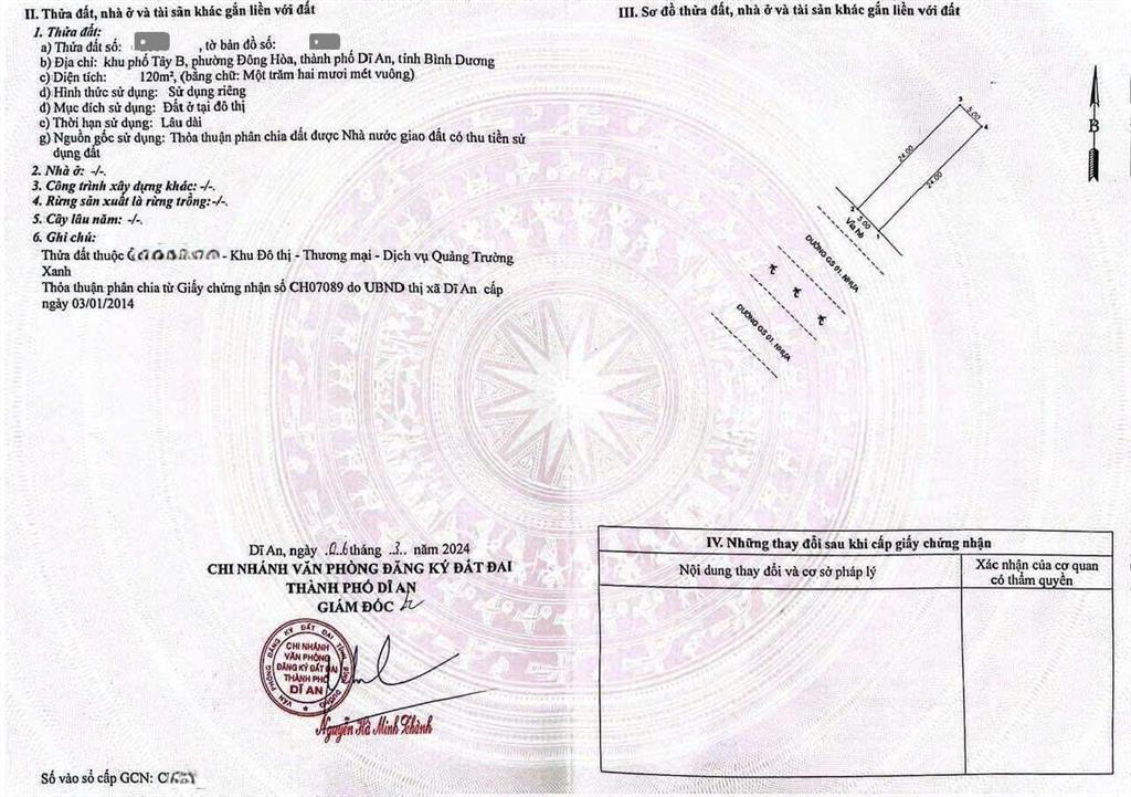 Bán nhà cấp 4 (5x24m), mặt tiền gs1, p. đông hòa gần go dĩ an, đang thuê 13tr/th