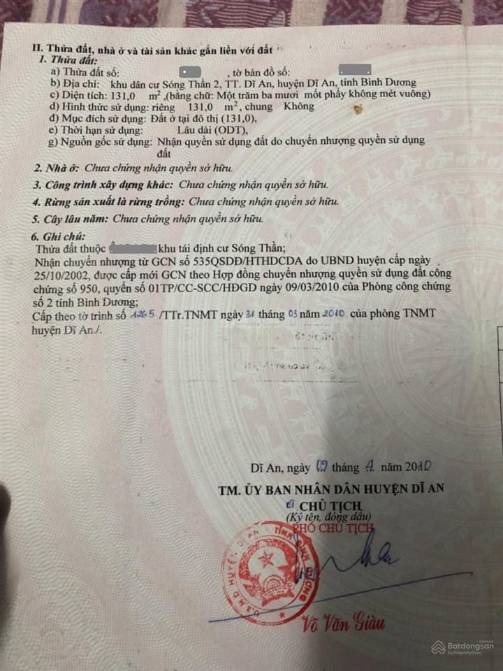 Bán dãy trọ 5x27m, đường số 1 kdc sóng thần 2 p. dĩ an, thu nhập 10 triệu/th