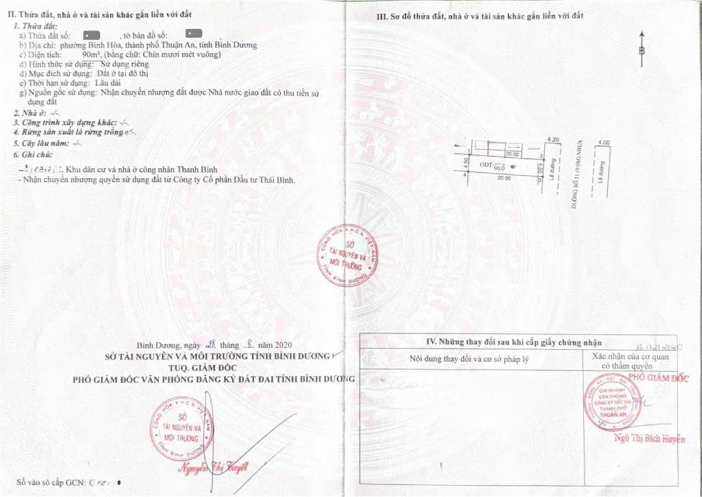 Bán đất 18x20m, đường số 11 kdc thanh bình, p. bình hòa, thu 70tr/th