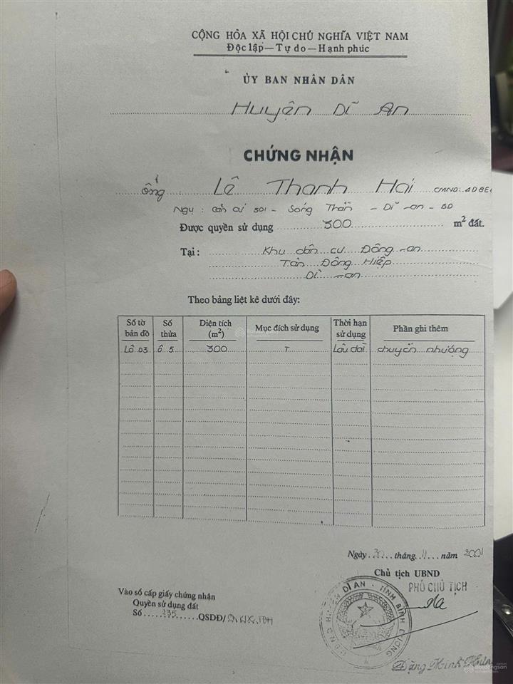 Bán nhà cấp 4 (10x30m), đường n4 kdc đông an p. tân đông hiệp, đang thuê 6tr/th