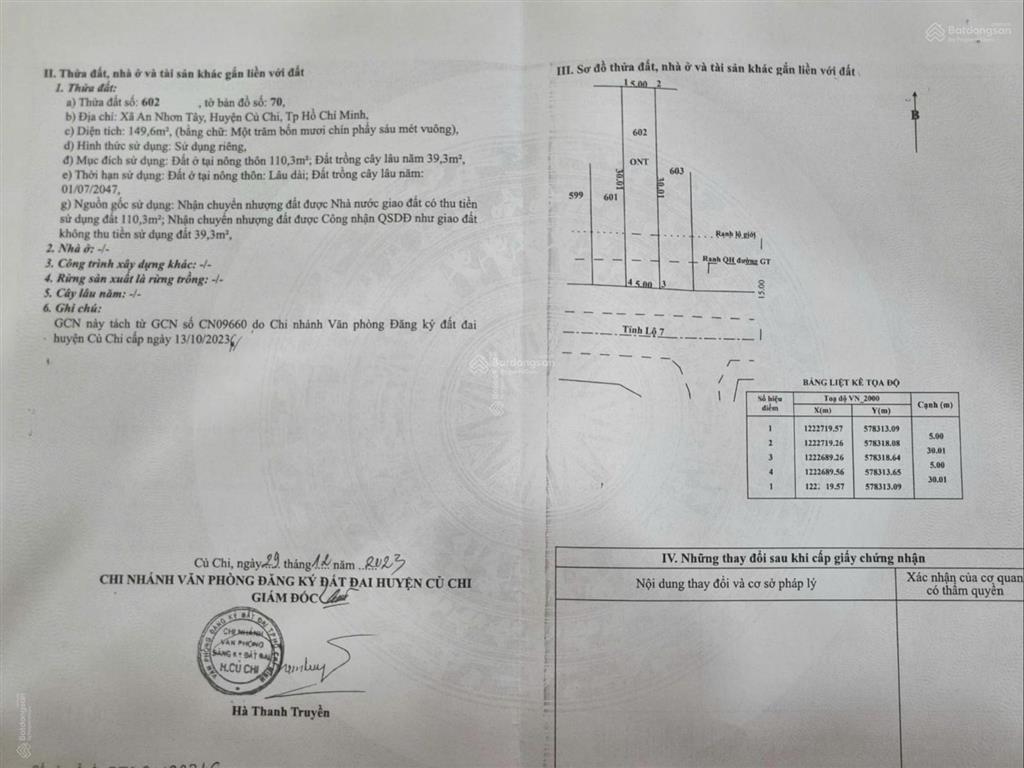 Bán lô đất mt tỉnh lộ 7, xã an nhơn tây, củ chi.
đất cao ráo bằng phẳng, dt 150m2