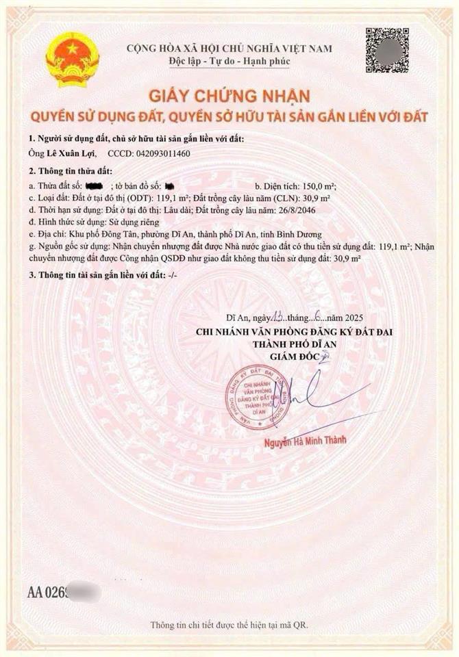 Đất gần chợ dĩ an, phường dĩ an, tp dĩ an. 4,9 tỷ