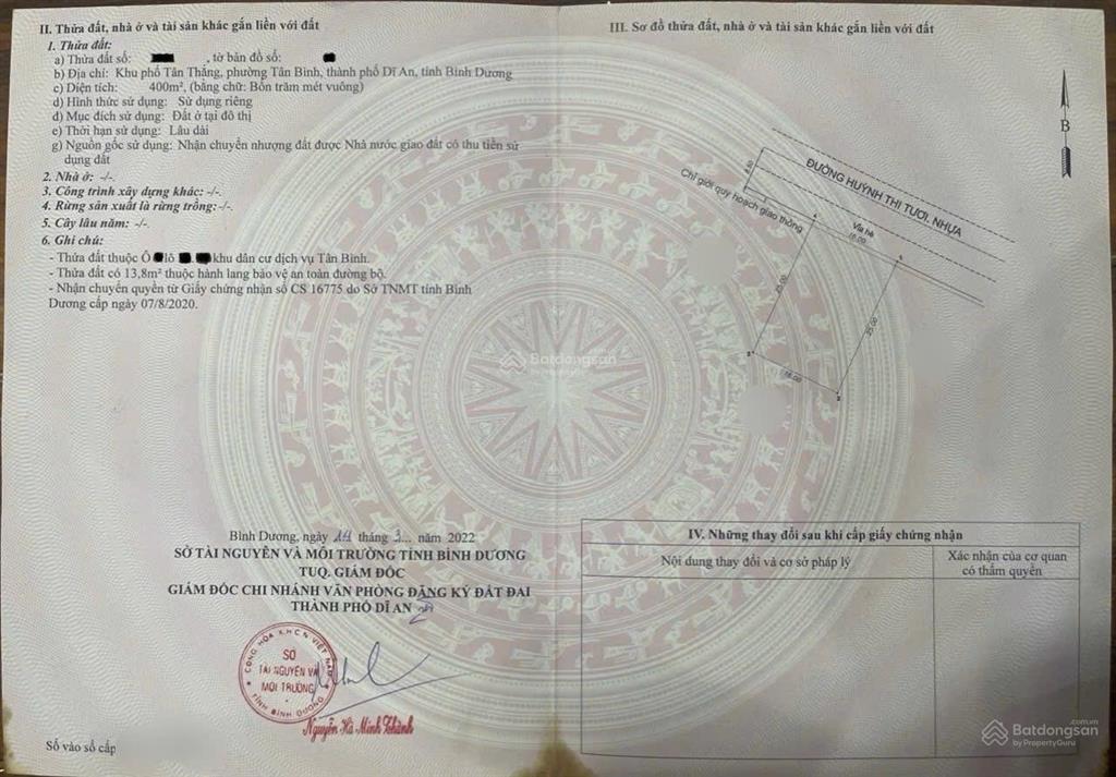 Đất xây biệt thự ngay khu biconsi, phường tân bình, tp dĩ an