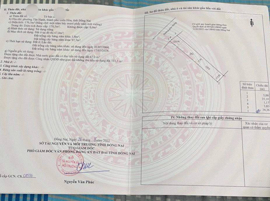 Đất đường bùi hữu nghĩa, phường tân hạnh, tp biên hoà