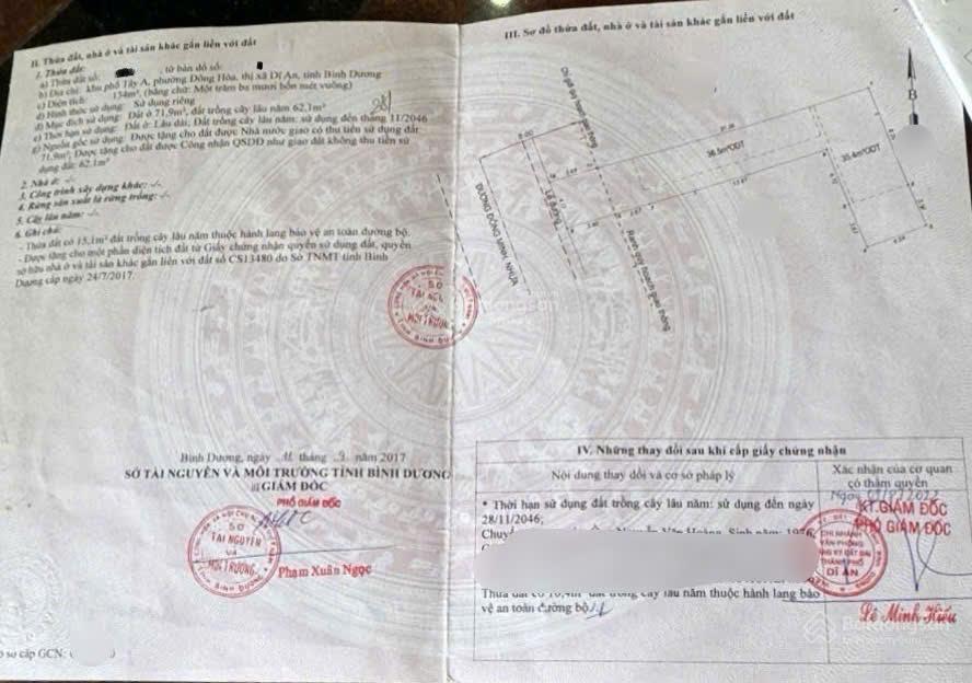 Đất mặt tiền kinh doanh gần bigc go, phường đông hòa, tp dĩ an