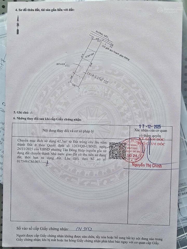 Đất đường nguyễn thị tươi phường tân bình thành phố dĩ an