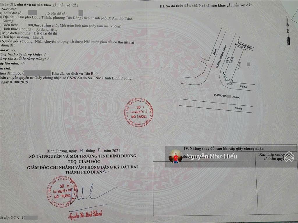 Bán nhà góc 2mt kdc biconsi p. tân bình tp. dĩ an