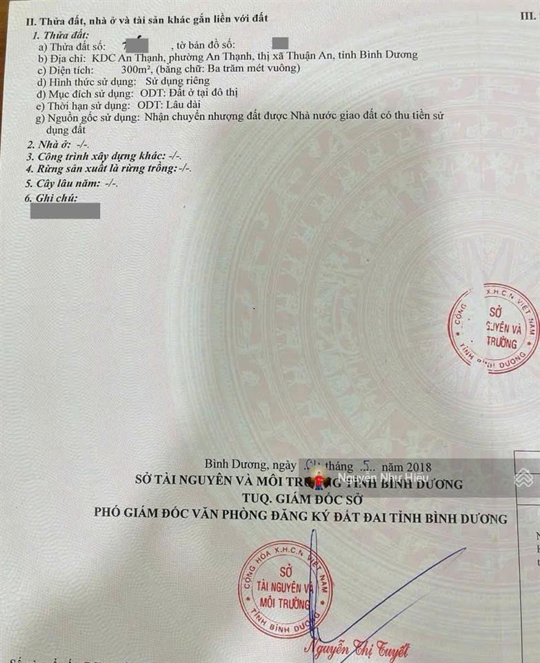 Bán đất 10x30m, kdc an thạnh, p.an thạnh, tp.thuận an