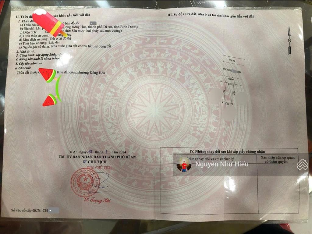 Bán đất trục chính đối diện trường học tđc đông hòa c, p. đông hòa, tp. dĩ an