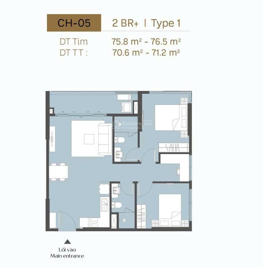 Masteri trinity square 2pn 2vs góc 70m2 công năng 3pn view cực thoáng, đẹp, tầng trung. giá 3,7x tỷ