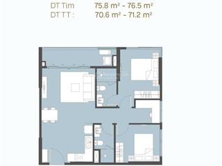 Masteri trinity square 2pn 2vs góc 70m2 công năng 3pn view cực thoáng, đẹp, tầng trung. giá 3,7x tỷ