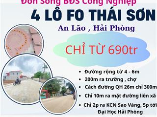 Mở bán 4 lô f0 thái sơn , an lão, hải phòng . chỉ từ 690 triệu