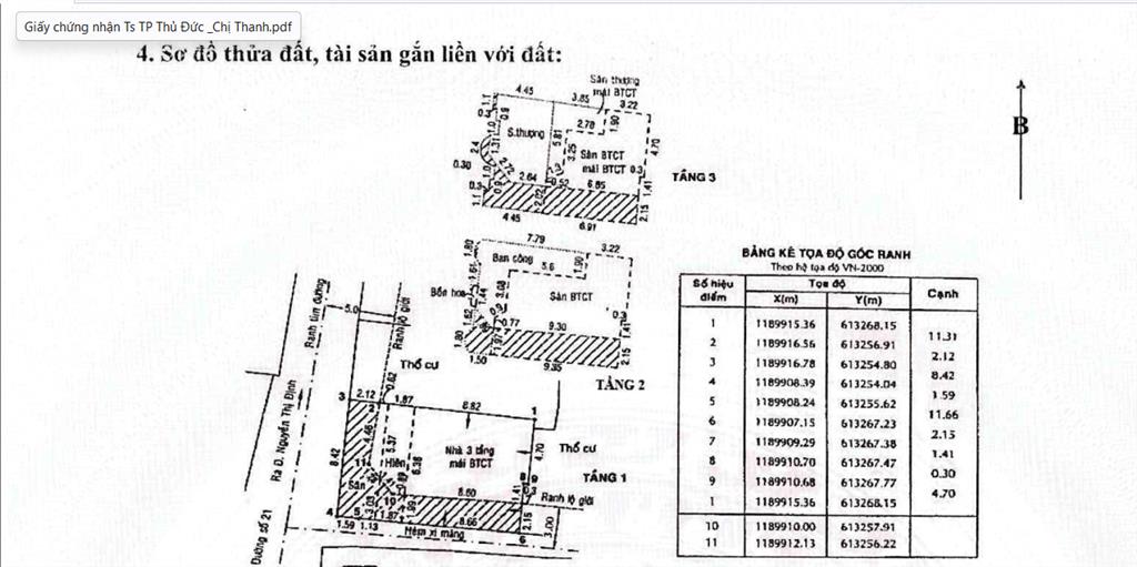 Góc 2mt (8.5x13.5m) đúc 3 tầng đường số 21, quận 2