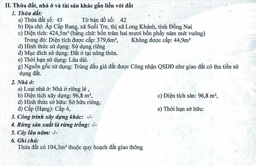 Mt ql1a (16.36 x 26.24m) cách cao tốc 3km, bưu điện 5km