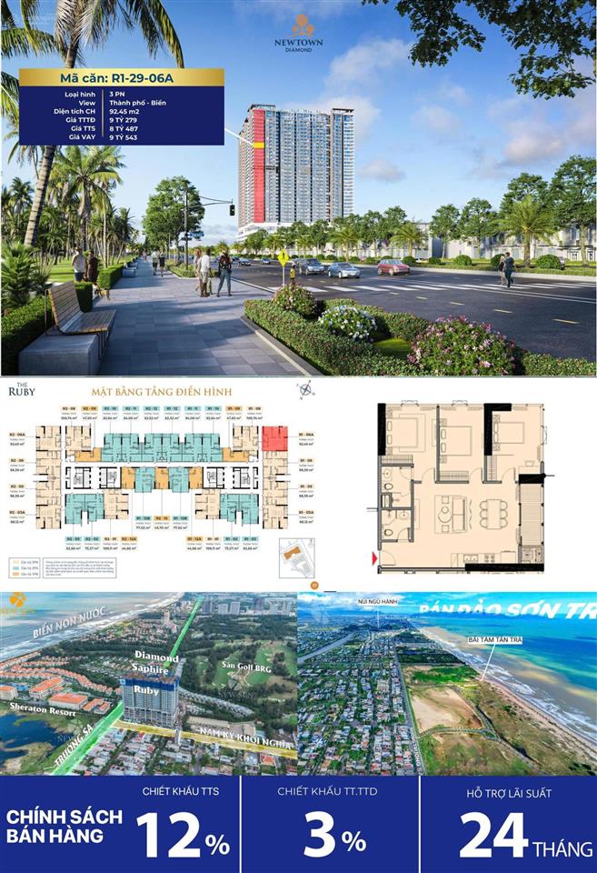 Độc quyền căn góc hoa hậu 3 pn sở hữu tầm view trực diện biển  hỗ trợ thanh toán linh hoạt