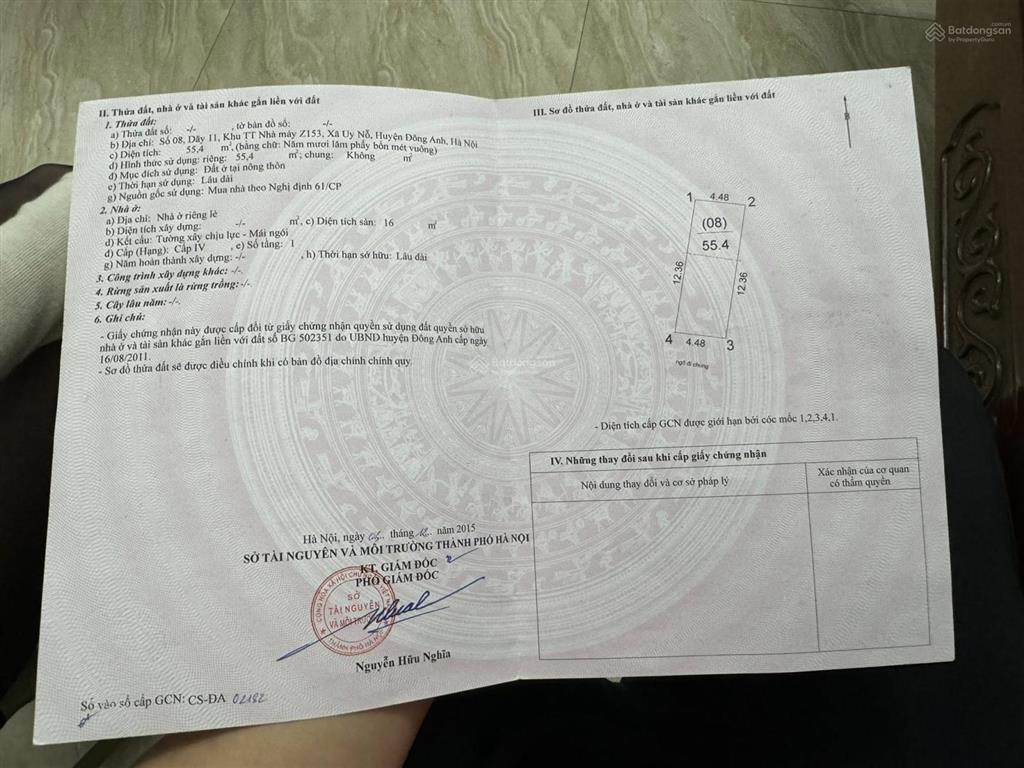 Bán 55.4m2 đất z153 đông anh đường ô tô tránh
