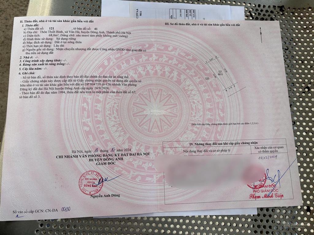 Bán 68m2 đất thiết bình, thư lâm  ô tô tránh  giá rẻ