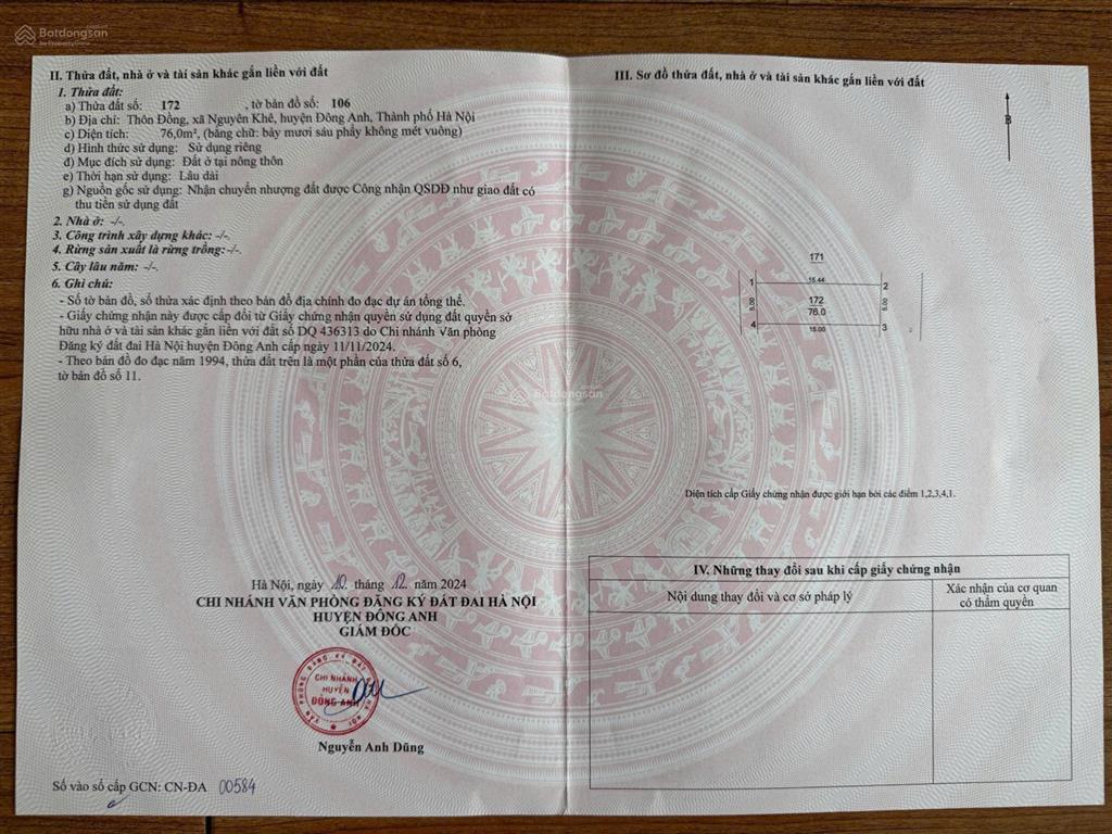 Bán 76m2 bìa làng thôn đồng  sát võ nguyên giáp