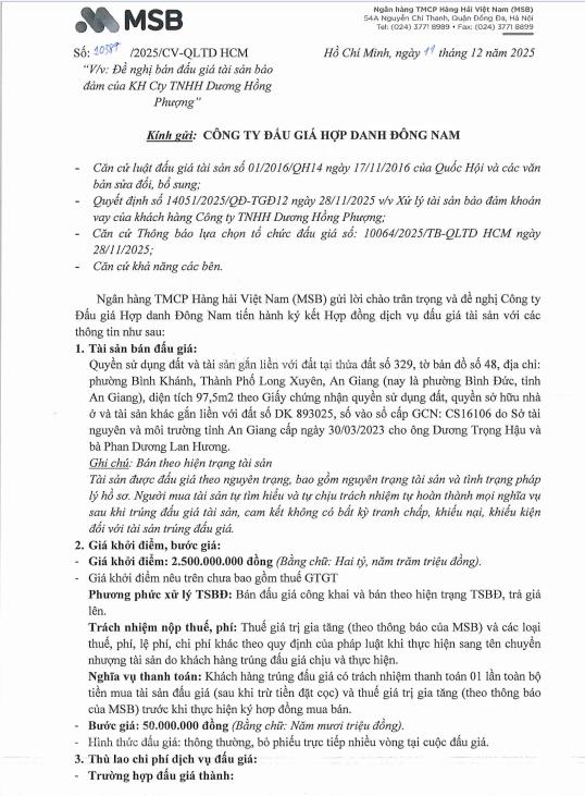 Công ty đấu giá hợp danh đông nam thông báo đấu giá tài sản