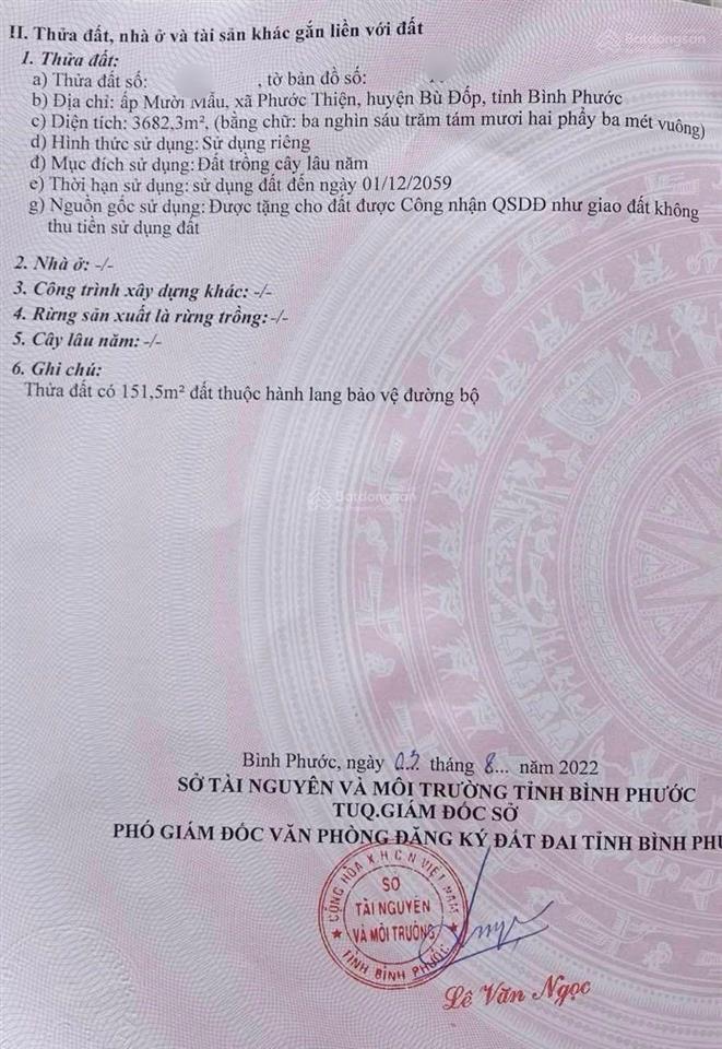 Bán 3sào7 mt nhựa ấp mười mẫu, phước thiện, bù đốp bp