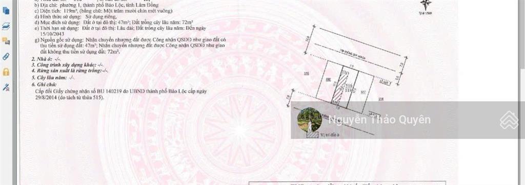 Đất 2 mặt tiền hẻm nhựa 2 ô tô né nhau hẻm bùi thị xuân  phường 1  bảo lộc