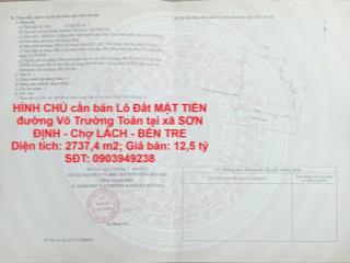CHÍNH CHỦ cần bán Lô Đất MẶT TIỀN đường Võ Trường Toản tại xã SƠN ĐỊNH - Chợ LÁCH - BẾN