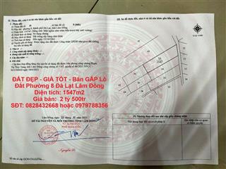 ĐẤT ĐẸP - GIÁ TỐT - Bán GẤP Lô Đất Phường 8 Đà Lạt Lâm Đồng