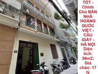 Nhà ĐẸP - GIÁ TỐT - Chính Chủ BÁN NHÀ HOÀNG QUỐC VIỆT - CẦU GIẤY - HÀ NỘI