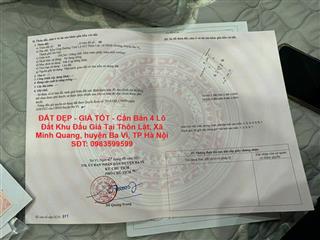 ĐẤT ĐẸP - GIÁ TỐT - Cần Bán 4 Lô Đất Khu Đấu Giá Tại Thôn Lặt, Xã Minh Quang, huyện Ba